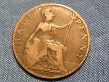 1908 Edward VII British halfpenny 1/2p