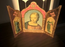 Rafael Madonna Del Cardellino Gilt Triptych Art Icon Mary Angels Musicians Italy