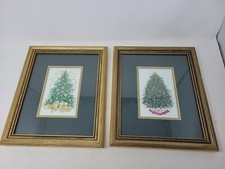 Two Framed Christmas Tree Prints Wall Decor Holidays Decoration
