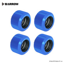 Barrow Choice G1/4" to 14mm Hard Rigid Tubing Compression Fitting Blue, 4 Pack