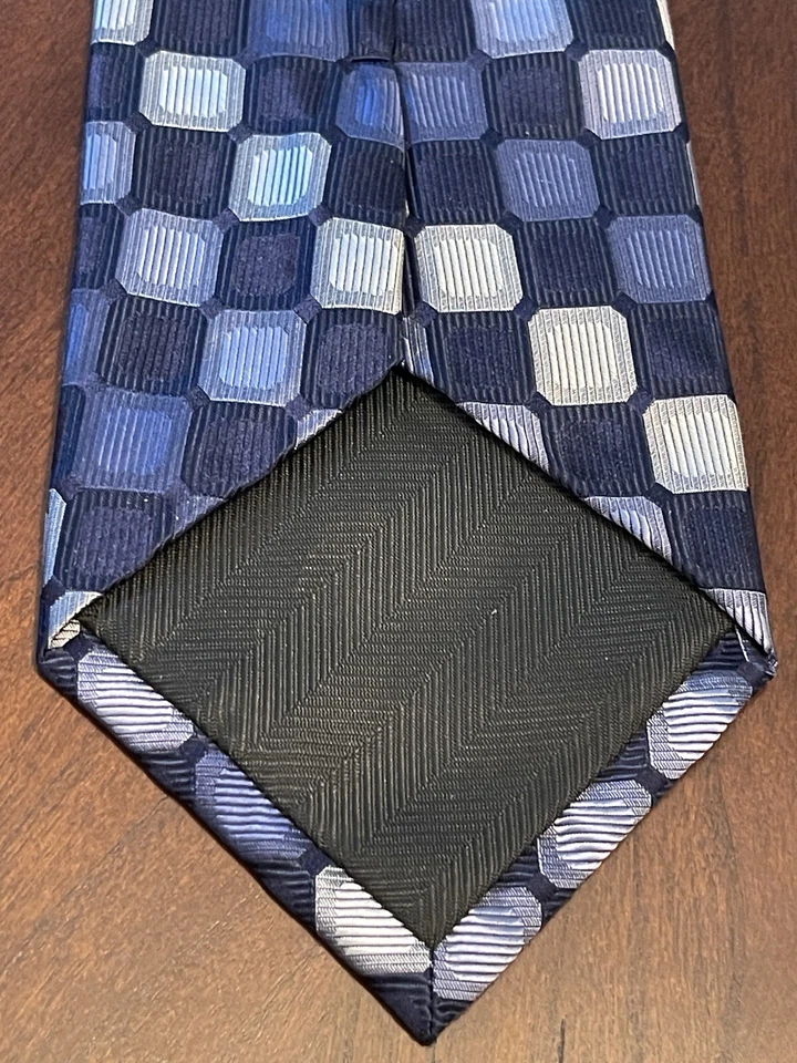 Corbata Preswick & Moore azul gris hecha a mano 100 % seda para hombre hecha en China Foto 2 de 4