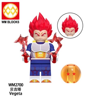 2 inch Custom DragonBall Z Vegeta SSG  Minifigure with Base, New/Mint