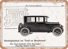 Metal Sign - 1923 Buick Five Passenger Touring Sedan Vintage Ad Metal Sign - 1923 Buick Five Passenger Touring Sedan Vintage Ad