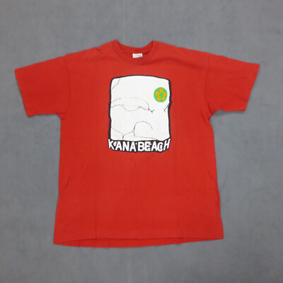 Screen Stars Herren T-Shirt XL Rot Vintage 90er Made in Ireland Kana Beach Baumwolle