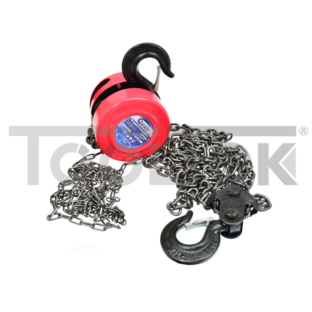 GEKO G01092 PARANCO A CATENA ARGANO SOLLEVATORE MANUALE 3ton 2,5m TOOLTEK
