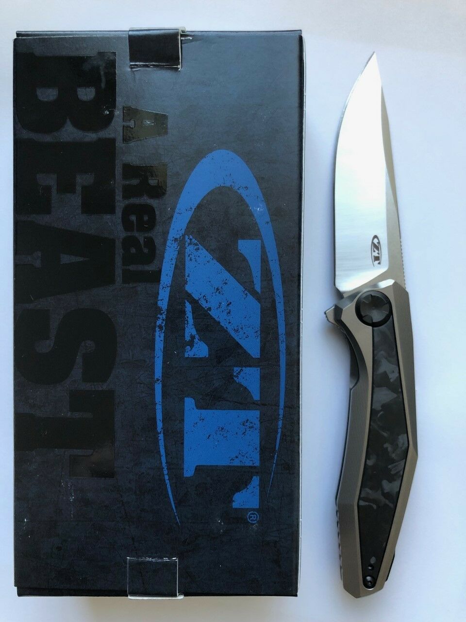Zero Tolerance ZT Sinkevich 0470 Flipper Knife Marbled Carbon Fiber Drop Point