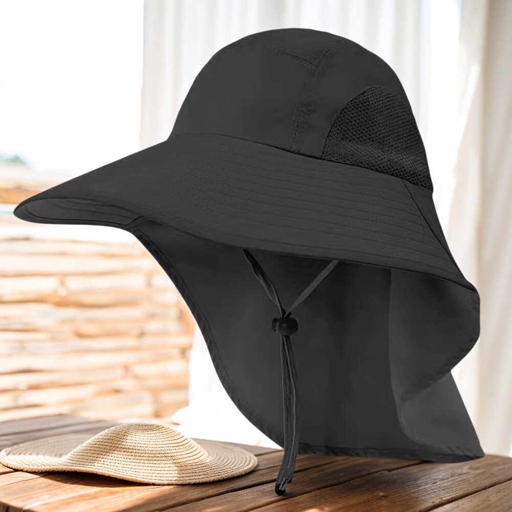 APL Cappello da Pesca Outdoor con Protezione Collo Cappello da Pesca in Rete per Escursionismo (Nero)