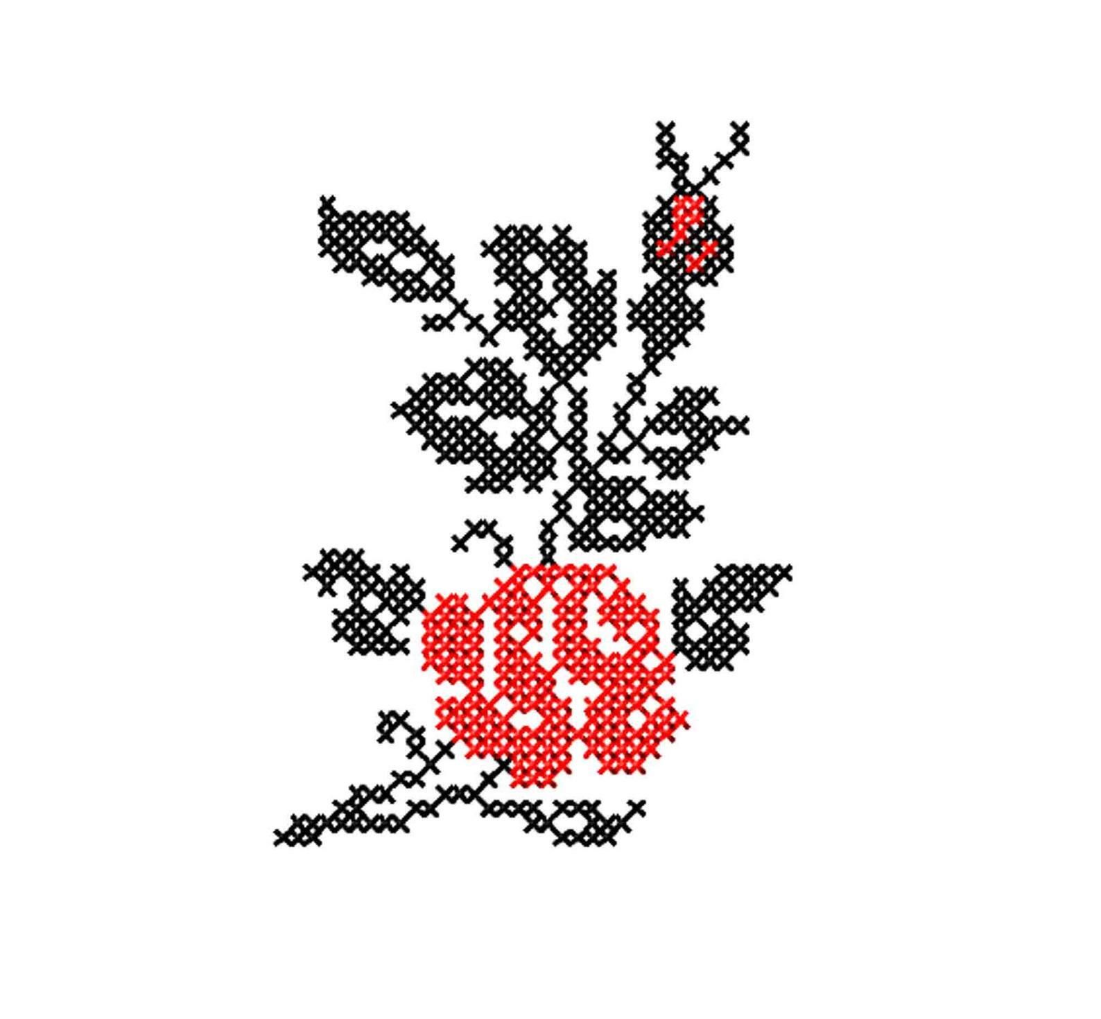 Flowers Machine embroidery design Floral cross stitch pattern. Ukrainian  sketch | eBay