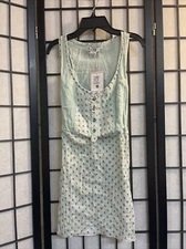 ONE STEP UP LADIES BABY DOLL TANK DRESS PRINTED MINT GREEN  SIZE SMALL NWT