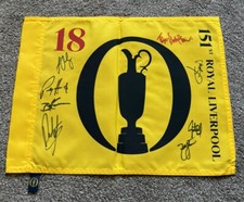 The Open 151st Royal Liverpool Golf Flag Hand Signed By 8 inc Spieth