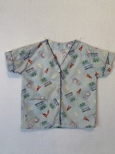 VTG Boys Button Up PJ Pajama Top Sleepwear Baseball Buddies Americas Favorite