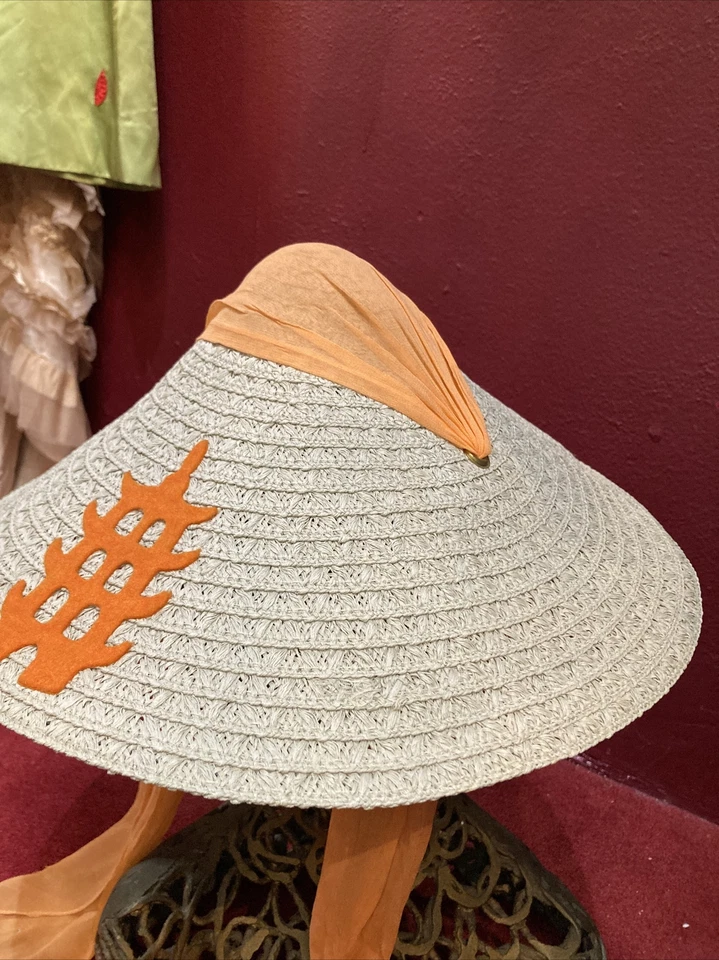 Vintage 1950s Straw Hat Cooley Saucer 1940s Wide Brim Beach - Image 2 of 4