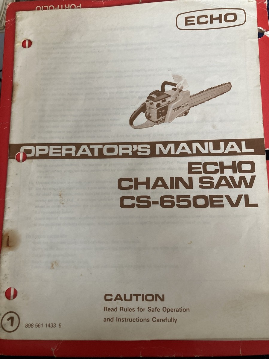 Echo Chain Saw CS-650evl Parts & Operators Manual Kioritz