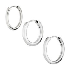 Einzel Creolen 333 Weiß Gold 8 Karat 10-14mm Herren Goldohrring Rund Ohrschmuck