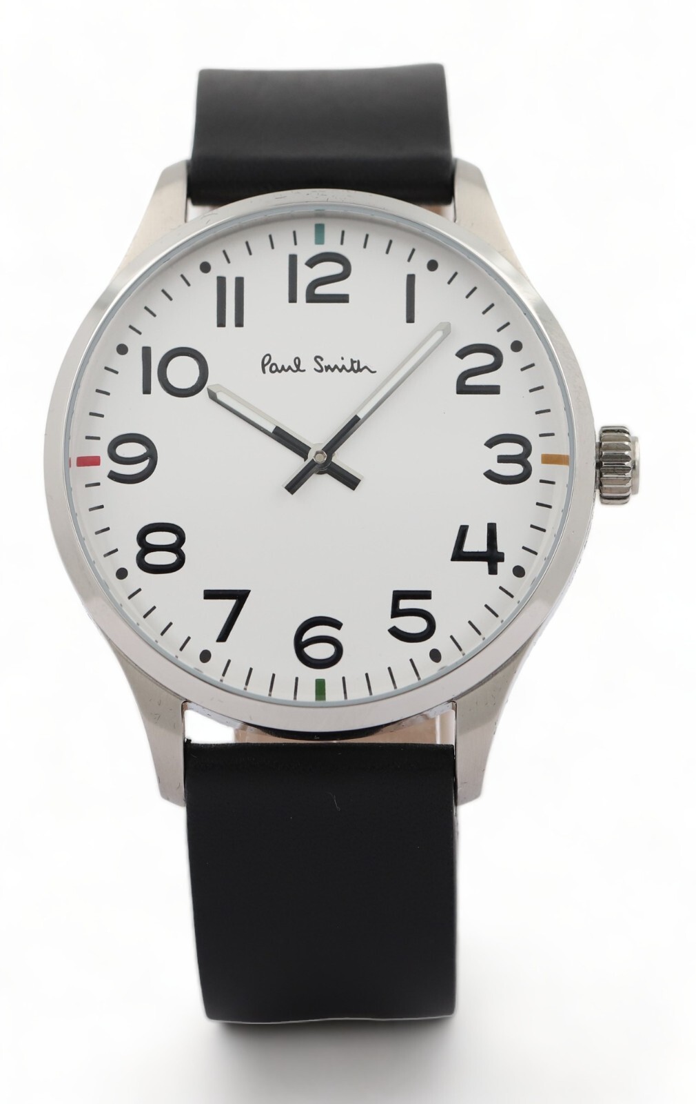 PAUL SMITH 41mm Steel Watch & Leather Strap - White Dial - P1006 - New & Boxed