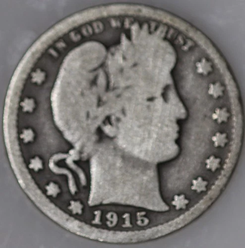 1915-P Barber Quarter 90% Silver, 100+ years Old As Shown [SN01]