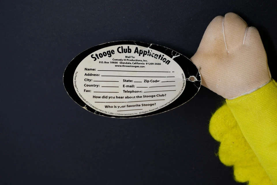 🟡The Three Stooges Curly/Moe Plush Collectible Duck Outfit Tags 2002 Lot of 2 - Imagem 3 de 4