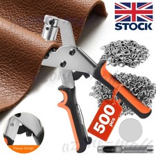 Image of Grommet Tool Kit Eyelet Plier Handheld Puncher Set with 500pcs 10mm Eyelets Hole