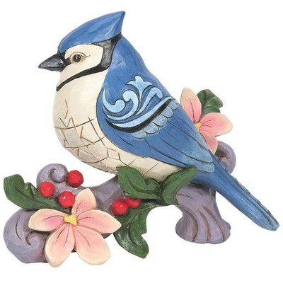 Jim Shore Heartwood Creek Blue Jay with Flowers Figurine 6012264 Spring Summer