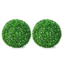 2 PCS Artificial White Flower Grass Topiary Balls 19" Faux Balls Indoor Outdoor