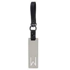 Initial Letter Keychain, PU Leather Alphabet Keychain, Pale Gray Letter W 