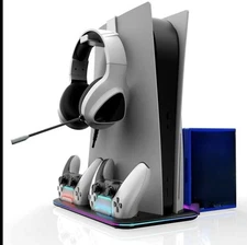 FOR PS5 Slim/Disc&Digital Editions PS5 Slim Controller Charger Stand+Cooling Fan
