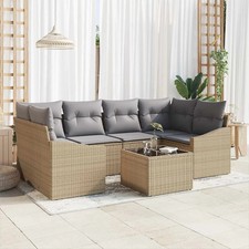Sofa Set mit Kissen mit Speicher 7 pcs Poly-Rattan gartenmöbel vidaXL