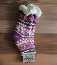 Fuchsia SHERPA SOCKS, COSY WARM WITH SOFT LINNING SLIP RESISTANT TREAD NWT