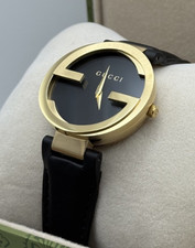 Gucci YA133312 Interlocking-G Grammy Special 37MM Unisex Black Leather Watch