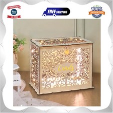 Wood Wedding Card Box with Lock and Key for Reception Party Gift Money Holder