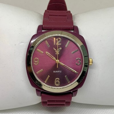 Eagle burgundy gold tone women s watch 40mm Quartz analog silicone band running