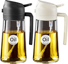 2Pcs 16Oz/470Ml 2 in 1 Oil Sprayer for Cooking with Stickers, Food-Grade Glass O