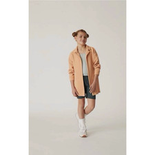 sz 4-5 sunday collective blazer open jacket waffle knit organic cotton orange