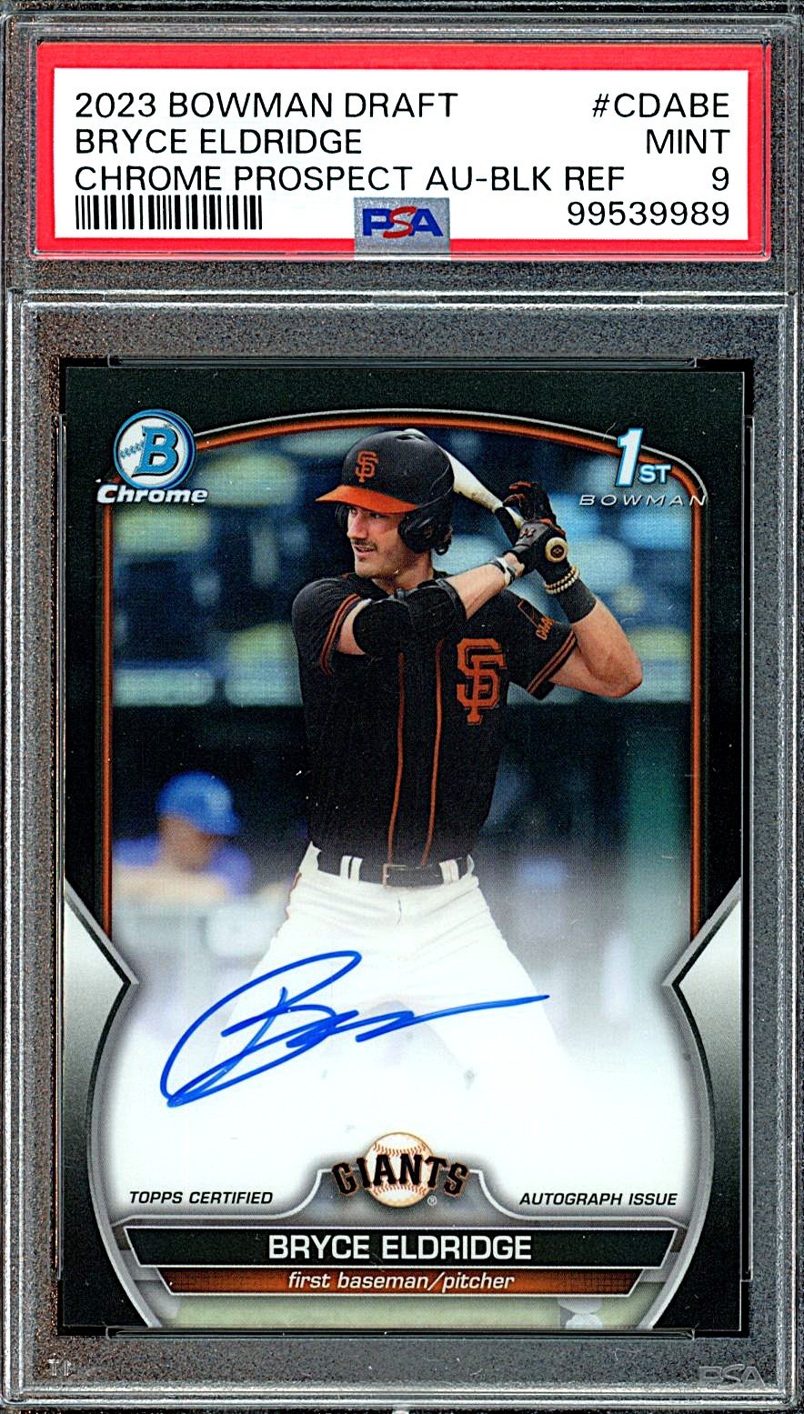 2023 Bowman Draft Bryce Eldridge Black Refractor Auto #1/75 PSA 9