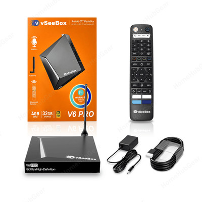 vSeeBox V6 Pro Android 14 TV Box 8K Support w/ Bluetooth Remote Voice Control