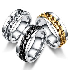 Titanium Steel Spinner Ring Rotatable Chain Decompression Women Jewelry