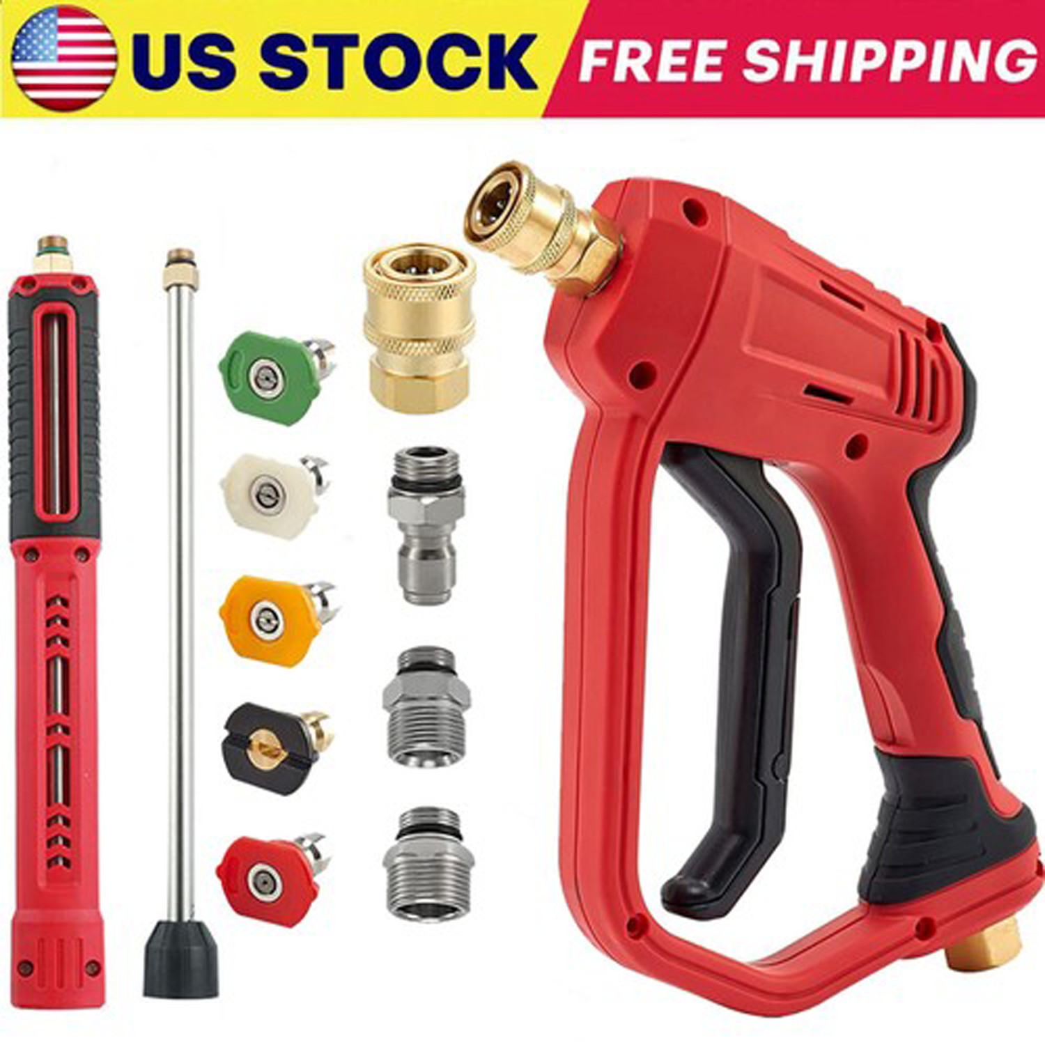 High Pressure 4000PSI Car Power Washer Gun Spray Wand Lance Nozzle and Hose Kit