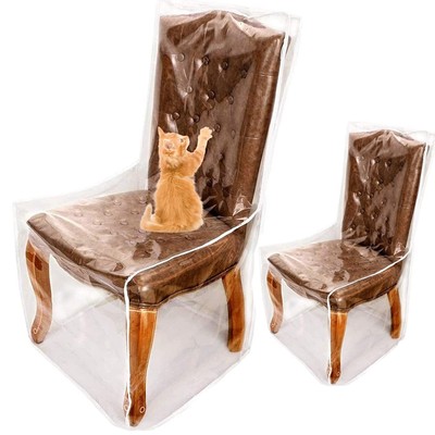 Plastic Chair Covers for Dining Room with Backrests, Waterproof Clear Pvc Kitche