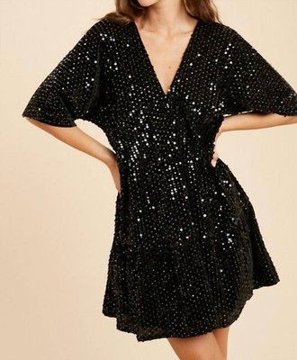 Wishlist Sequin V-Neck Velvet Hem Dress Size S/M