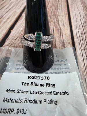 Bomb Party May 2026 Ring Size 10 ''The Sloane Ring'' Emerald on Rhodium
