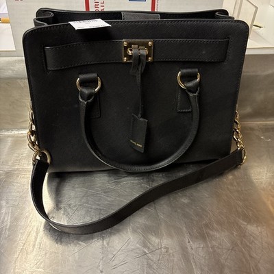 NWT Michael Kors Hamilton East West Black Leather Satchel 38F8XHMS3L