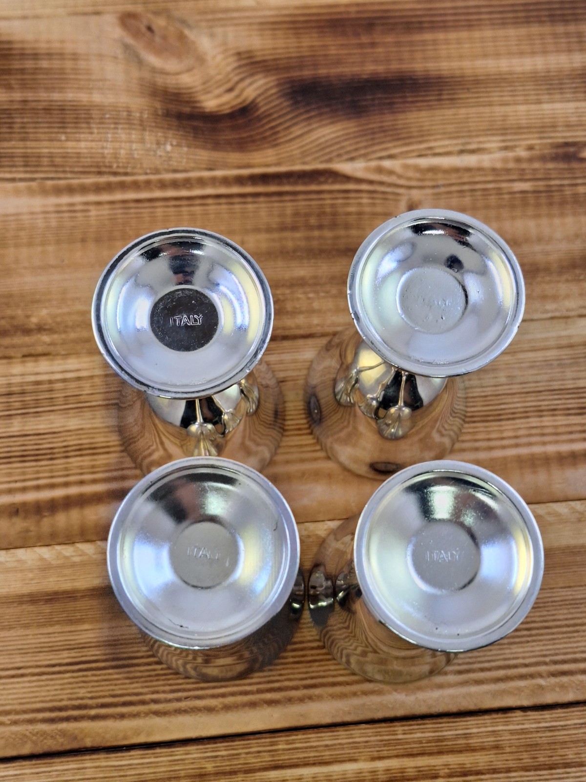 Silver Plated Goblets Set of 4 Marked Italy Cordial 1.5 Oz Shot 4" Tall