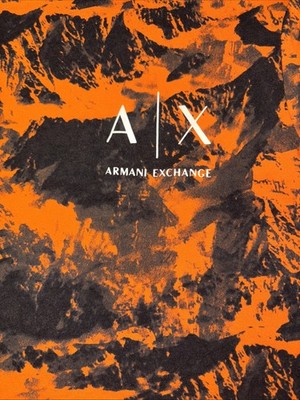 Armani Exchange Orange Black Tie Dye Tee Shirt Men's Small Slim