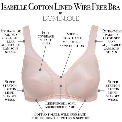 Dominique Women's Isabella Everyday Wire Free Cotton Lined Bra (34A-46C) #5316 - Picture 4 of 28