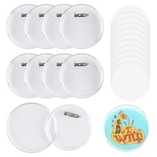 25 Pack Acrylic Button Pins Badge 70mm 2.76 Inch Clear Kit Blank Round Paper