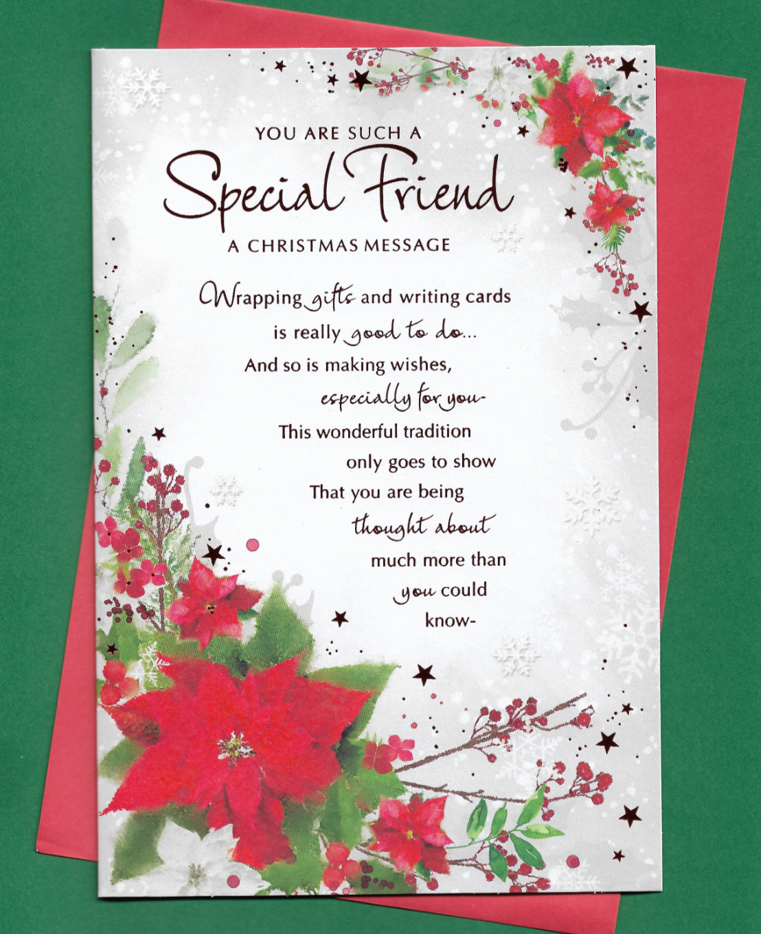 Special Friend Christmas Card 9""x6"" Long Verse Nice Message Special Words Insert