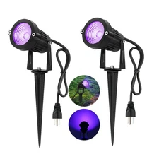 2 Pack HalloweenWaterproof UV LED Blacklight Landscape Lights, Outdoor Plug i...