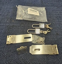 (QTY 4) Padlock Hasp Latch Lock Stainless Steel Padlock For Cabinet Gate Silver