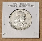 1961 Franklin Half Dollar Denver Mint 90% Silver 0.2 Oz./8.7 Grams