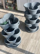 2x 5-Tier Stackable Vertical Planter Garden Tower Pots with Wheels & Tools